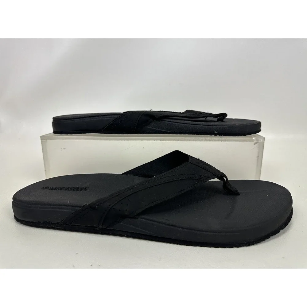 Merence Men's Flip Flops Size 46 US 12-13 Shoes Black Thong